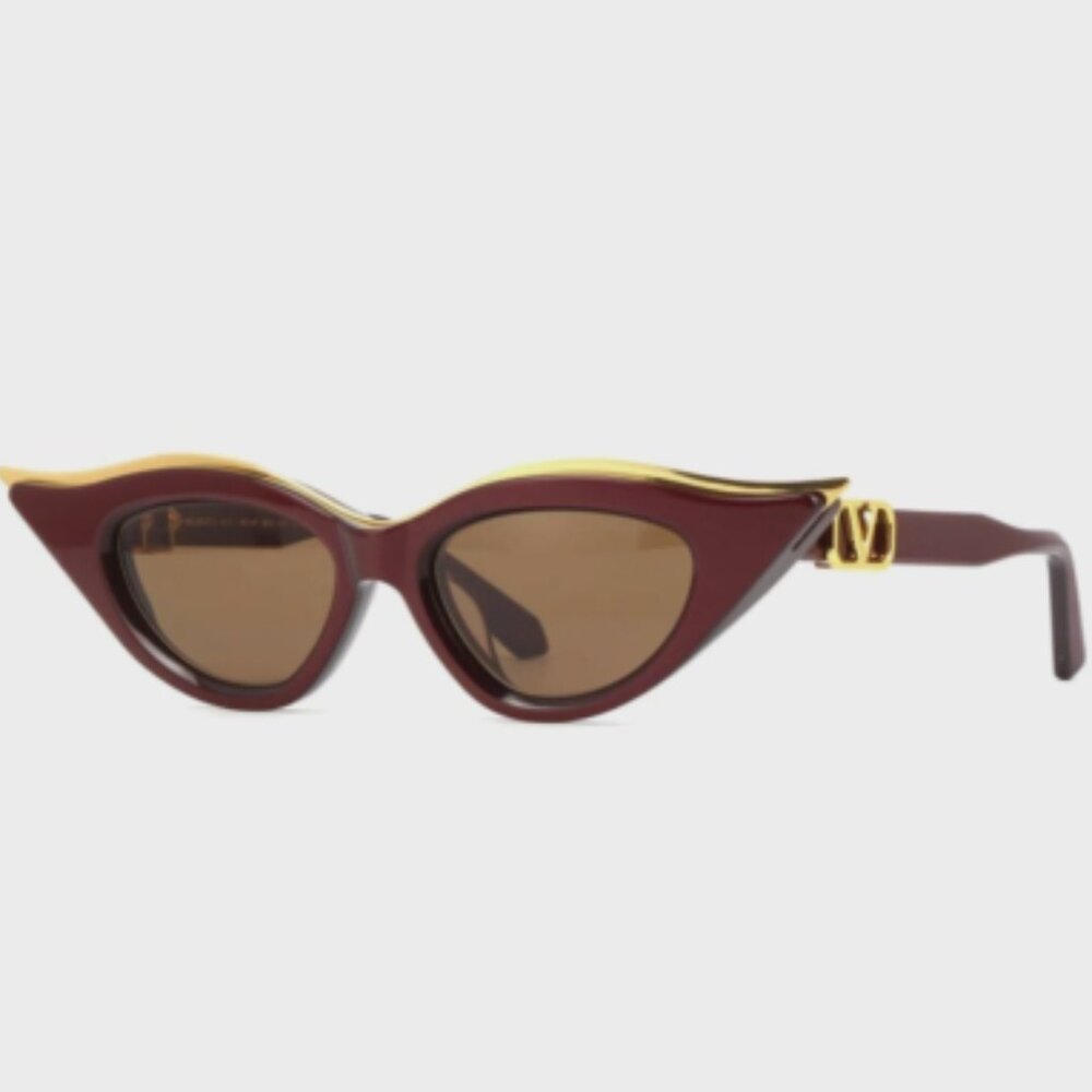 NEW VALENTINO SUNGLASSES, WOMEN BORDEAUX CAT EYE EYEWEAR VALENTINO